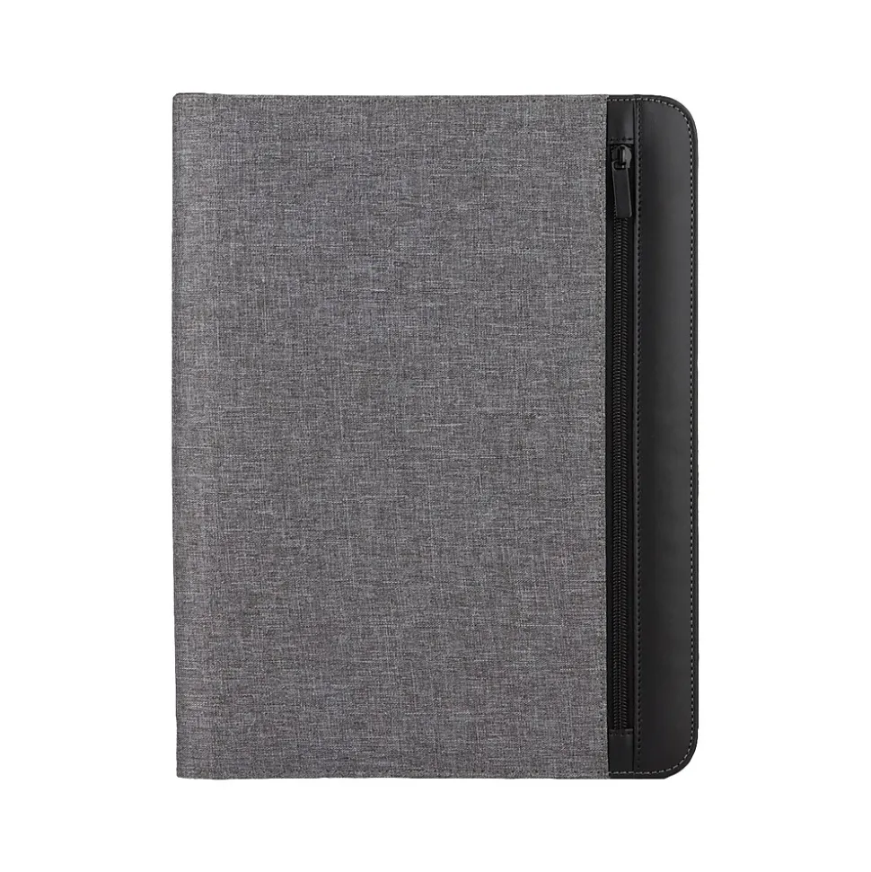 Bond Street Faux Leather Padfolio with Zipper Closure, Gray (WRC1503BS-GREY)