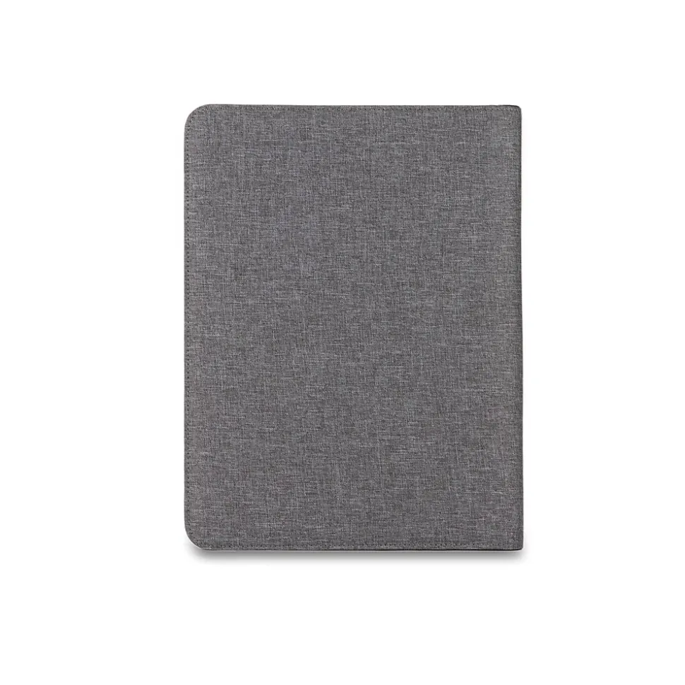 Bond Street Faux Leather Padfolio with Zipper Closure, Gray (WRC1503BS-GREY)