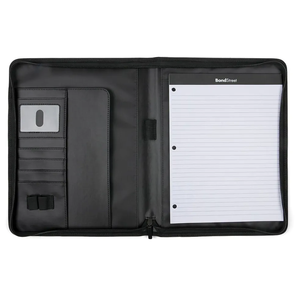 Bond Street Faux Leather Padfolio with Zipper Closure, Gray (WRC1503BS-GREY)