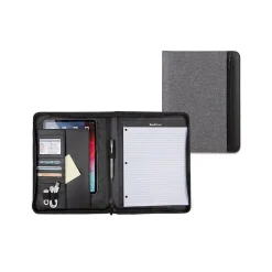 Bond Street Faux Leather Padfolio with Zipper Closure, Gray (WRC1503BS-GREY)