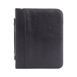 Bond Street Faux Leather Padfolio with Zipper Closure, Black (RGB1102BS-BLACK)