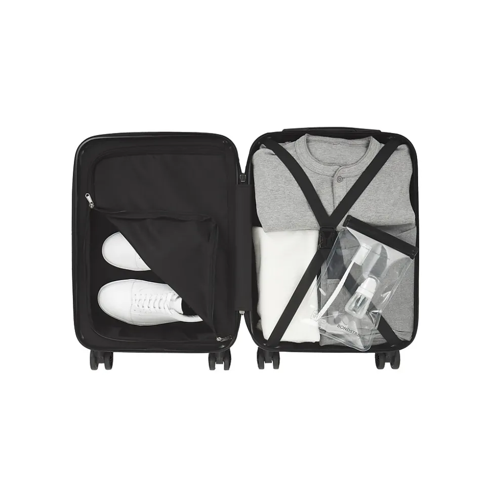 Bond Street Panoramic 21.5" Hardside Carry-On Suitcase, Double Spinner Wheels, Black (HLG7220BS-BLACK)