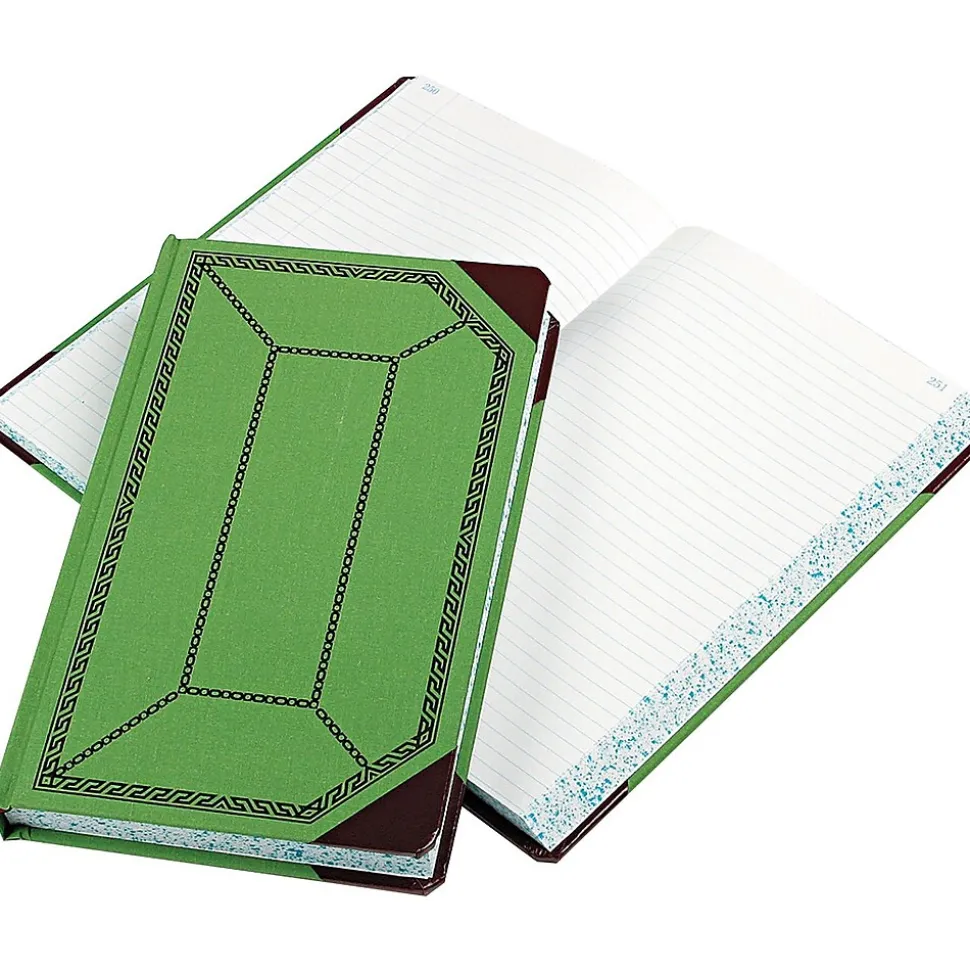 Boorum & Pease Record Book, 7 5/8" x 12 1/2", Green/Red, 250 Sheets/Book (67 1/8-500-R)