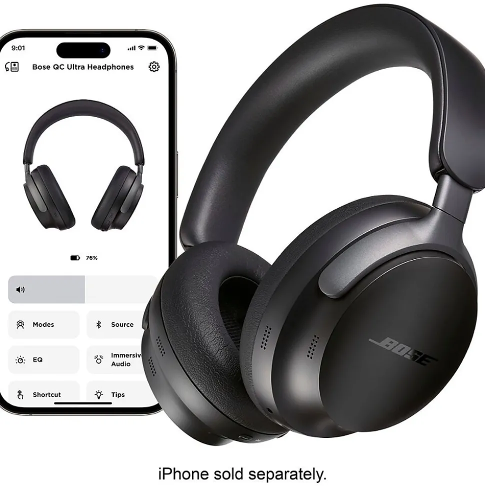 Bose QuietComfort Ultra Wireless Noise Cancelling Over-the-Ear Headphones, Black (880066-0100)