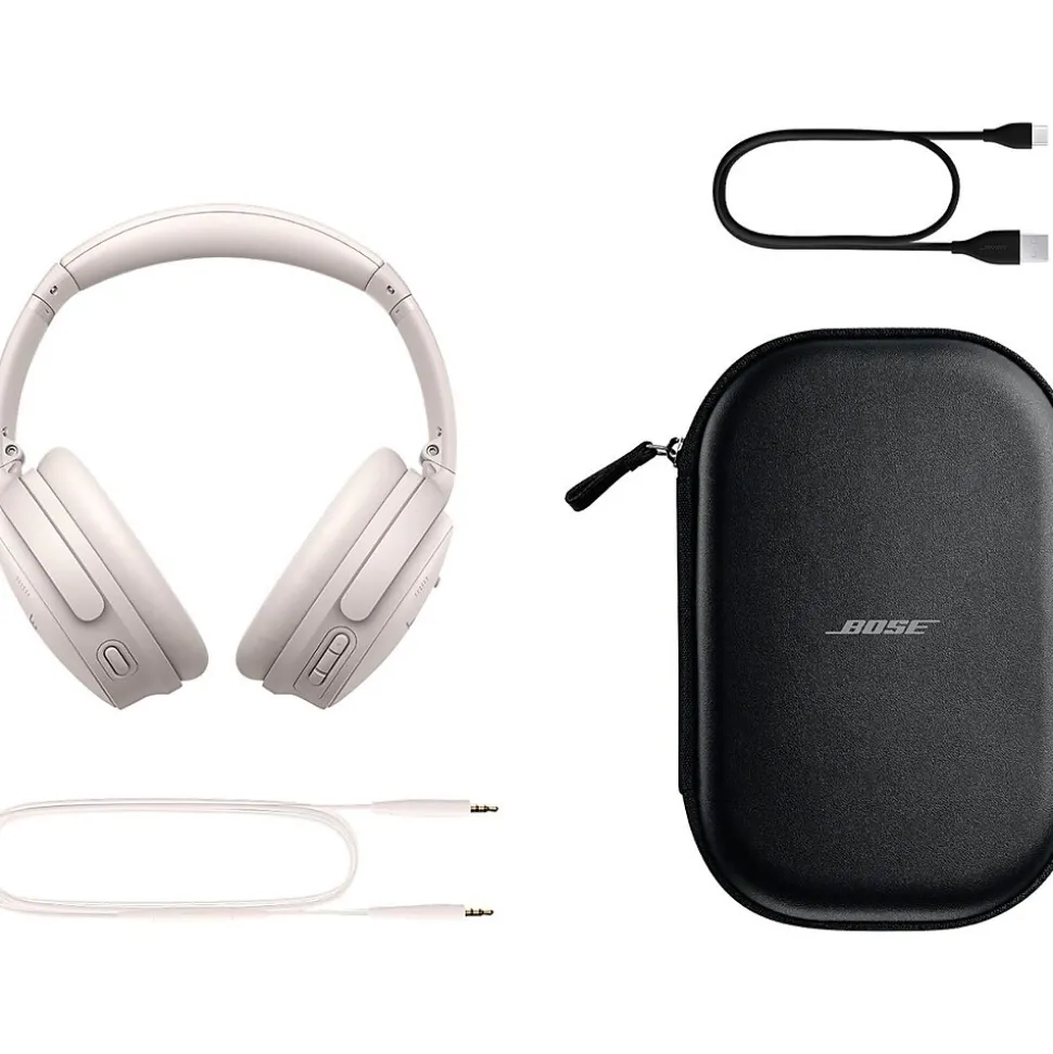 Bose QuietComfort Wireless Active Noise Cancelling Over-the-Ear Headphones, White Smoke (884367-0200)