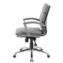 BOSS® Caresoft Plus Executive Series Mid Back Executive Chair with Metal Chrome Finish, Grey (B9476-GY)