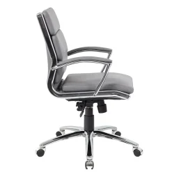 BOSS® Caresoft Plus Executive Series Mid Back Executive Chair with Metal Chrome Finish, Grey (B9476-GY)