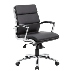 Boss CaresoftPlus Executive Series High Back Executive Chair with Metal Chrome Finish, Black (B9476-BK)