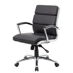 Boss CaresoftPlus Executive Series High Back Executive Chair with Metal Chrome Finish, Black (B9476-BK)