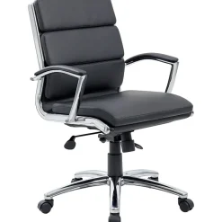 Boss CaresoftPlus Executive Series High Back Executive Chair with Metal Chrome Finish, Black (B9476-BK)