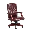 Boss Classic Vinyl Executive Oxblood Chair, Burgundy/Mahogany Finish Frame (B905-BY)
