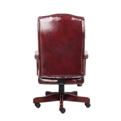 Boss Classic Vinyl Executive Oxblood Chair, Burgundy/Mahogany Finish Frame (B905-BY)
