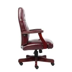 Boss Classic Vinyl Executive Oxblood Chair, Burgundy/Mahogany Finish Frame (B905-BY)