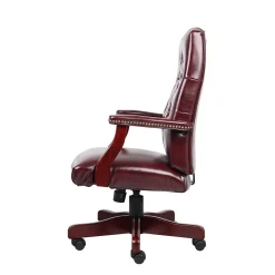 Boss Classic Vinyl Executive Oxblood Chair, Burgundy/Mahogany Finish Frame (B905-BY)