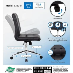 Boss Millennial Modern Faux Leather Computer and Desk Chair, Black (B330-BK)