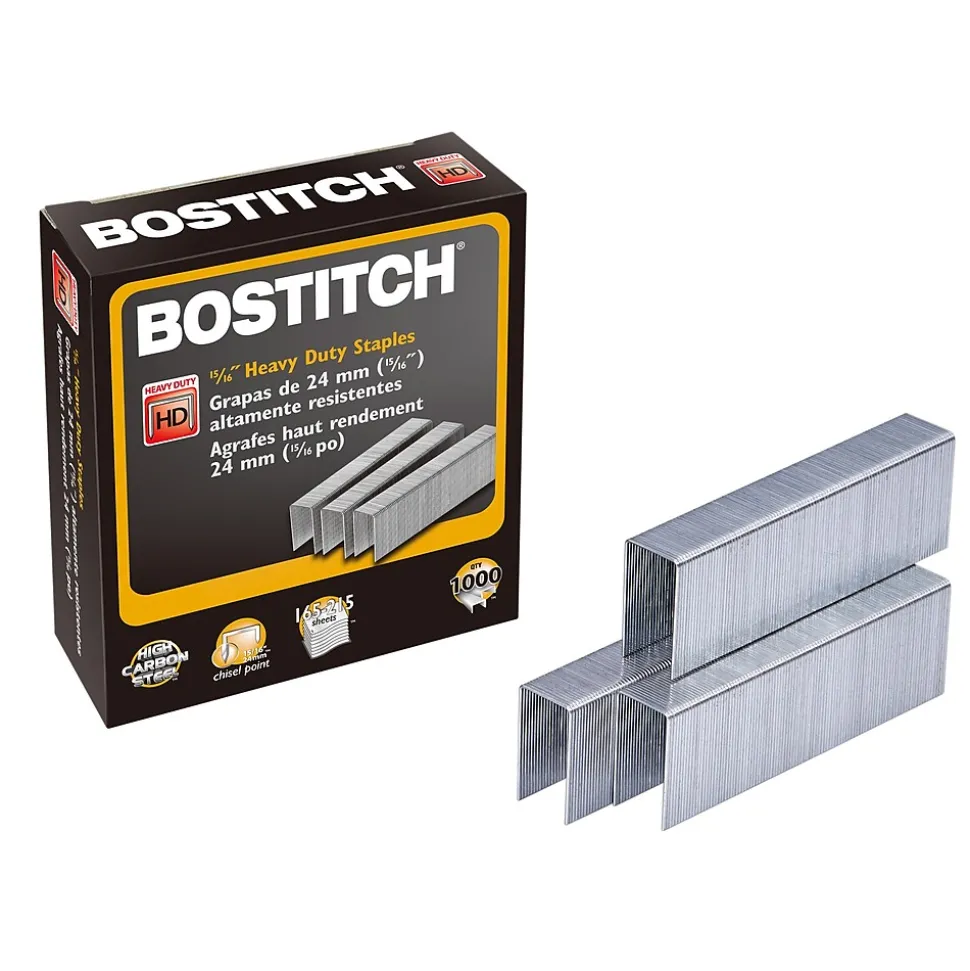 Bostitch Heavy Duty Staples, 0.94" Leg Length, 1000 Staples/Box (SB351516HC1M)