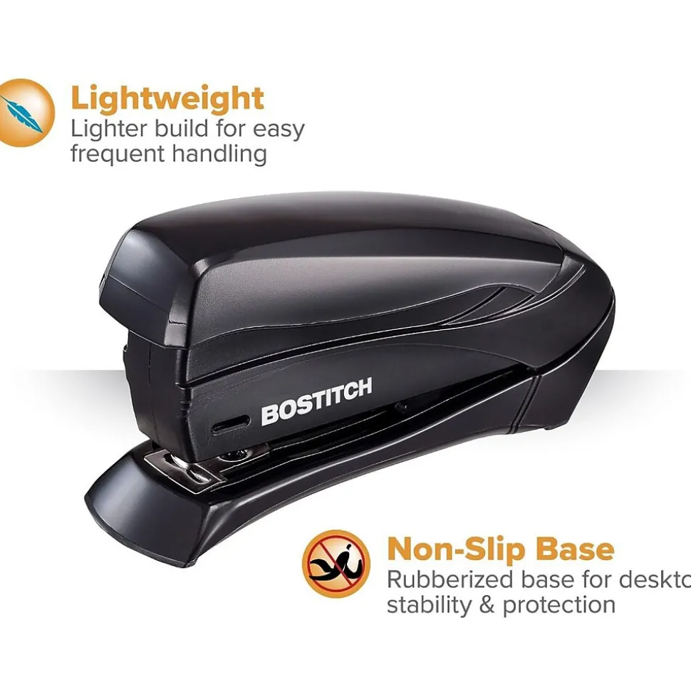 Bostitch Inspire Handheld Stapler, 15-Sheet Capacity, Staples Included, Black (1491-BLK)