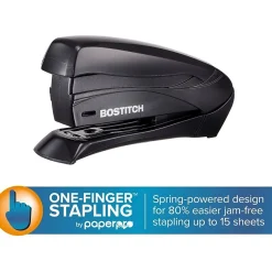 Bostitch Inspire Handheld Stapler, 15-Sheet Capacity, Staples Included, Black (1491-BLK)