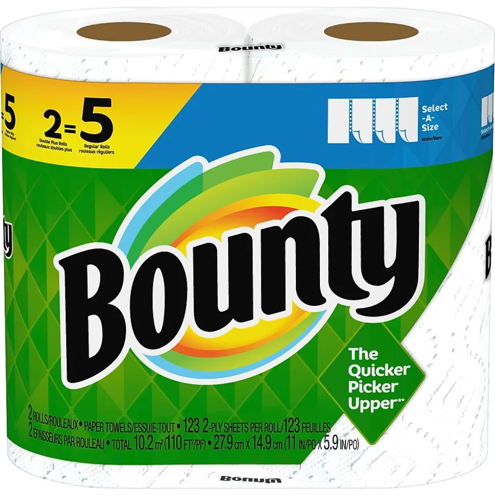 Bounty Paper Towels, 2-ply, 138 Sheets/Roll, 2 Rolls/Pack (66932/5707)