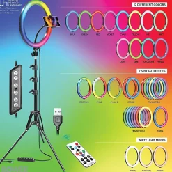 Bower 12" RGB Selfie Ring Light Studio Kit with Wireless Remote Control and Tripod (WA-RLSRGB12)
