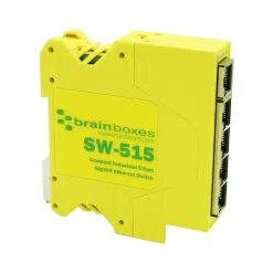 Brainboxes Industrial 5-Port Gigabit Ethernet Unmanaged Switch, 10/100/1000 Mbps, Yellow (SW-515)