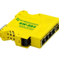 Brainboxes Industrial 4-Port Gigabit Ethernet Unmanaged Switch, Yellow (SW-584)