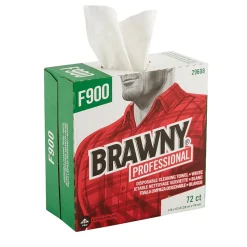 Brawny Industrial FLAX 900 Heavy Duty Assorted Materials Cleaning Wipers, 9" x 16.5", White, 10/Carton (29608)