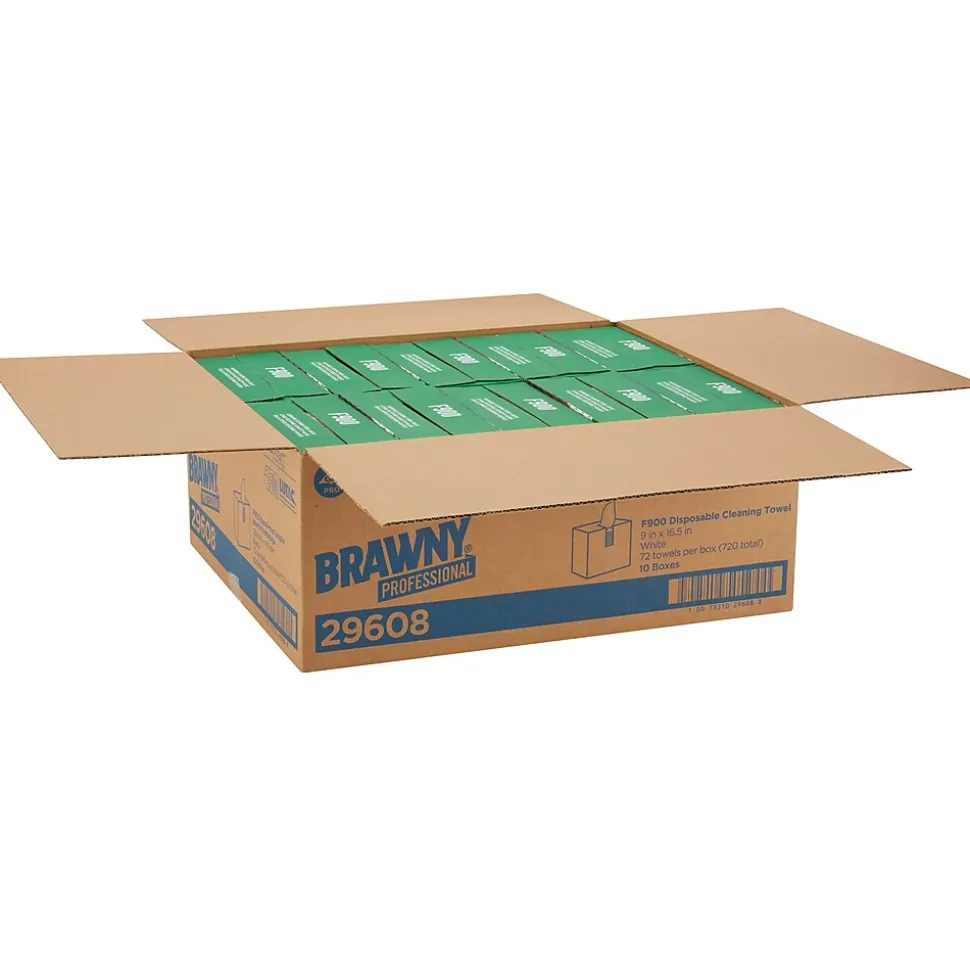 Brawny Industrial FLAX 900 Heavy Duty Assorted Materials Cleaning Wipers, 9" x 16.5", White, 10/Carton (29608)