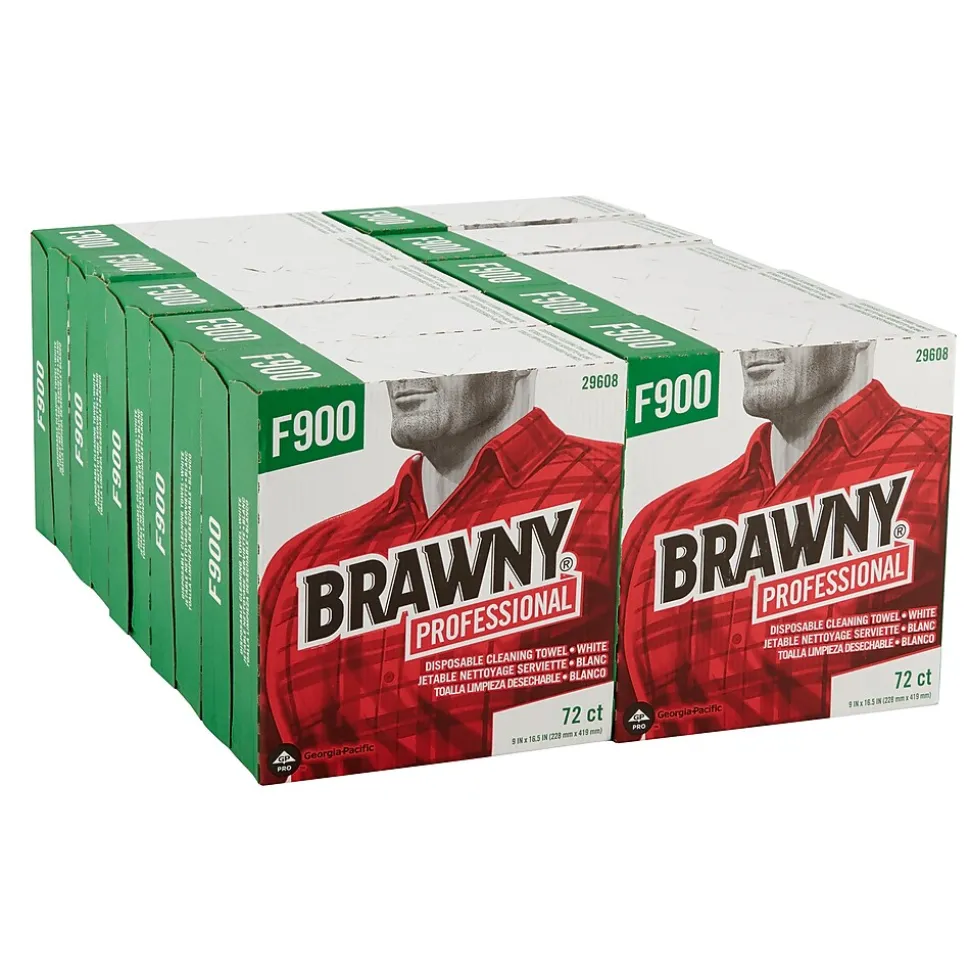Brawny Industrial FLAX 900 Heavy Duty Assorted Materials Cleaning Wipers, 9" x 16.5", White, 10/Carton (29608)