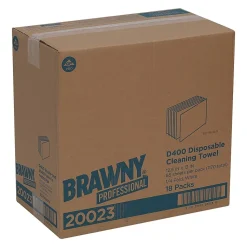Brawny Professional D400 Durable Fibers Cleaning Wipers, 12.5" x 13", White, 18/Carton (20023)