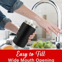 Brentwood Geojug Stainless Steel Double Walled Sports Water Jug, 40 oz., Black (G-1200BK)