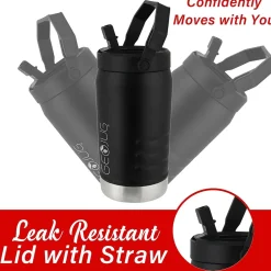 Brentwood Geojug Stainless Steel Double Walled Sports Water Jug, 40 oz., Black (G-1200BK)