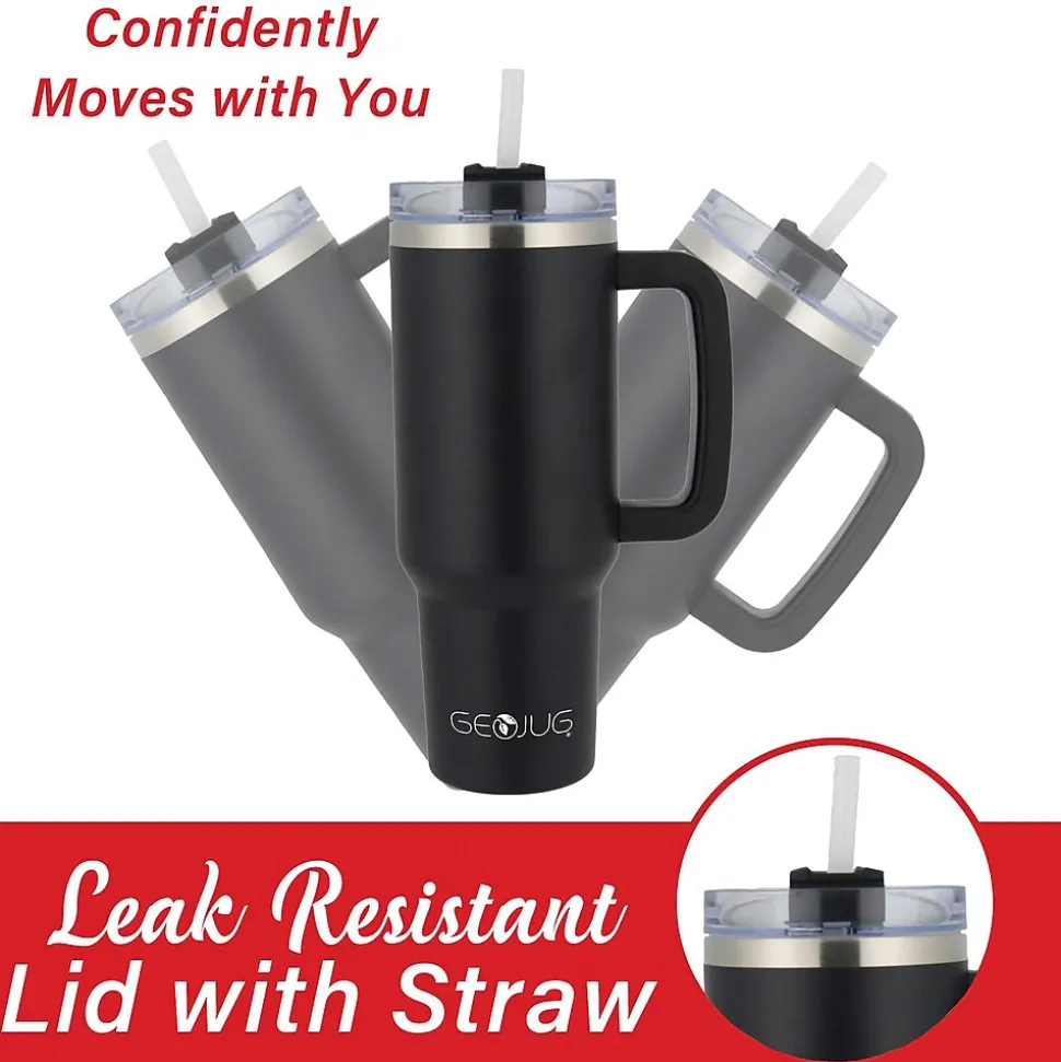 Brentwood Geojug Stainless Steel Double Walled Tumbler Cup, 40 oz., Black (CMB-1200BK)