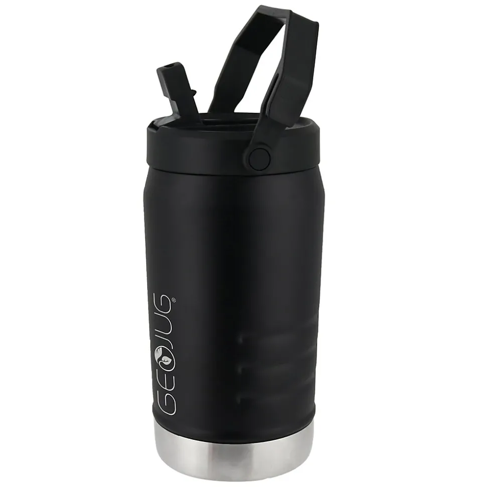 Brentwood Geojug Stainless Steel Double Walled Sports Water Jug, 64 oz., Black (G-1900BK)