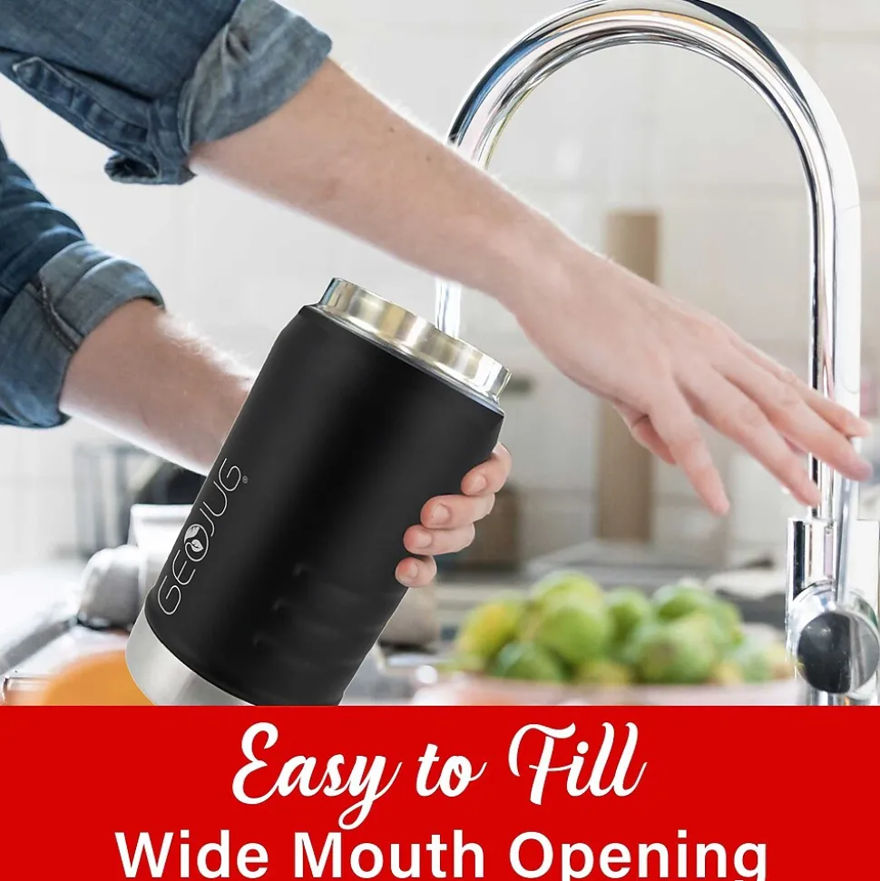 Brentwood Geojug Stainless Steel Double Walled Sports Water Jug, 64 oz., Black (G-1900BK)