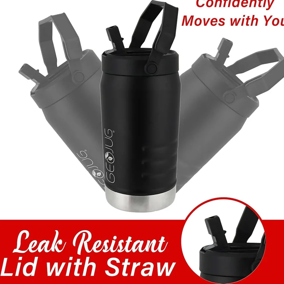 Brentwood Geojug Stainless Steel Double Walled Sports Water Jug, 64 oz., Black (G-1900BK)