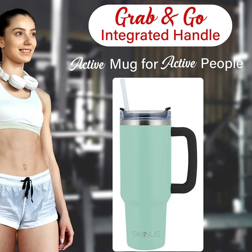 Brentwood Geojug Stainless Steel Double Walled Tumbler Cup, 40 oz., Blue (CMB-1200BL)