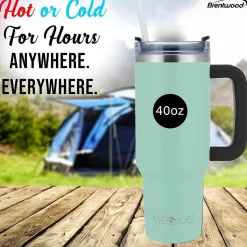 Brentwood Geojug Stainless Steel Double Walled Tumbler Cup, 40 oz., Blue (CMB-1200BL)