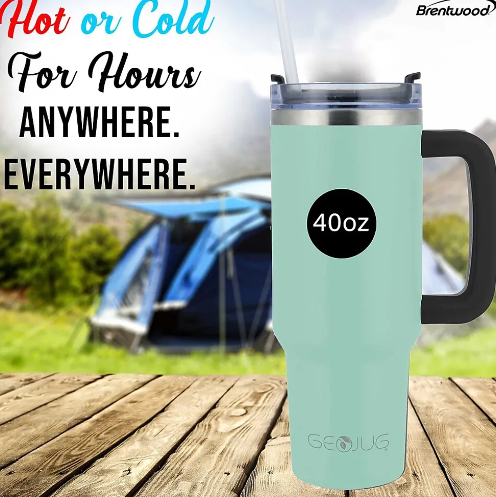 Brentwood Geojug Stainless Steel Double Walled Tumbler Cup, 40 oz., Blue (CMB-1200BL)