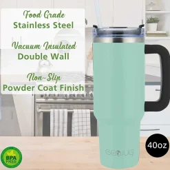 Brentwood Geojug Stainless Steel Double Walled Tumbler Cup, 40 oz., Blue (CMB-1200BL)