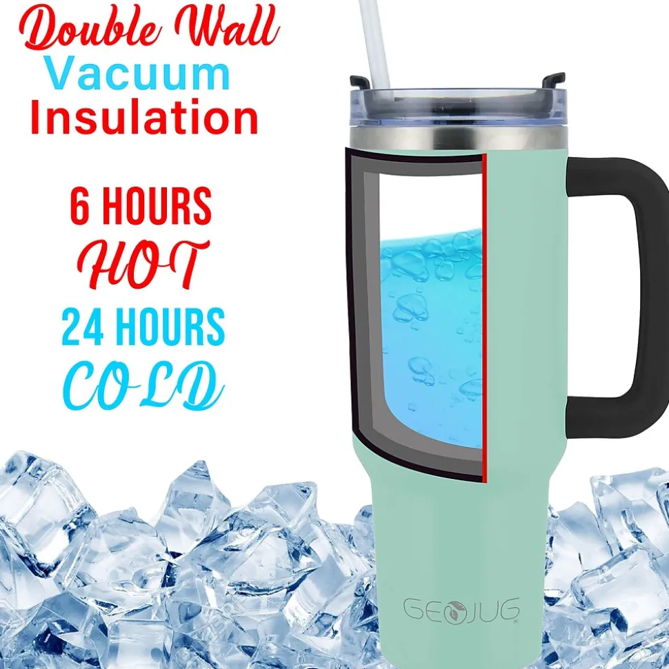 Brentwood Geojug Stainless Steel Double Walled Tumbler Cup, 40 oz., Blue (CMB-1200BL)