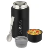 Brentwood Geojug Stainless Steel Double Walled Food Jar with Bowl & Folding Spoon, 25 oz., Black (FTS-750BK)