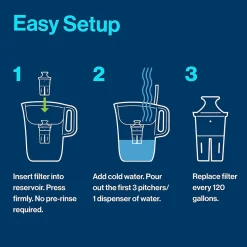 Brita Large 10 Cup Pacifica White Water Filter Pitcher withFilter (36515)