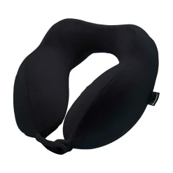 Brookstone Memory Foam Fabric Travel Pillow, Black (BNPM0001)