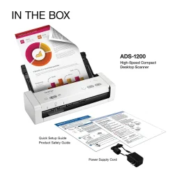 Brother ADS-1200 Micro USB Duplex Document Scanner, White (ADS1200)