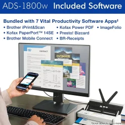 Brother ADS-1800W Wireless Compact Desktop Document Scanner