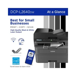 Brother DCP-L2640DW Compact Wireless Black & White Laser Printer, All-In-One, Print, Scan, Copy, Refresh Subscription Ready