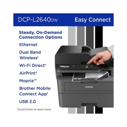 Brother DCP-L2640DW Compact Wireless Black & White Laser Printer, All-In-One, Print, Scan, Copy, Refresh Subscription Ready