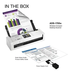 Brother Desktop Scanner for Documents, Wireless, White (ADS-1700W)