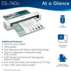 Brother DSmobile DS-740D Duplex Portable Scanner White
